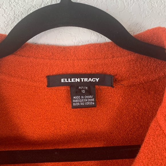 Ellen Tracy orange double breasted pea coat red/orange